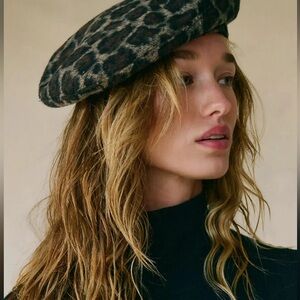 Free People x Understated Leather | Penny Leopard Beret Brown